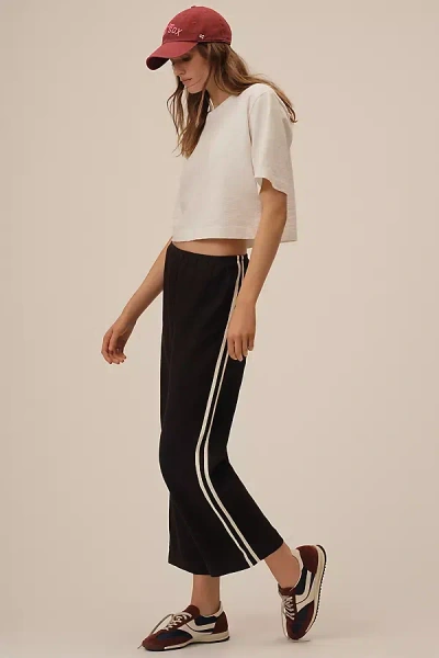Donni The Linen Crop Stripe Pants In Brown