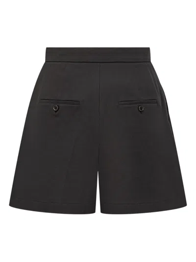Max Mara Pleated Shorts With Buttoned Back Pockets In 黑色
