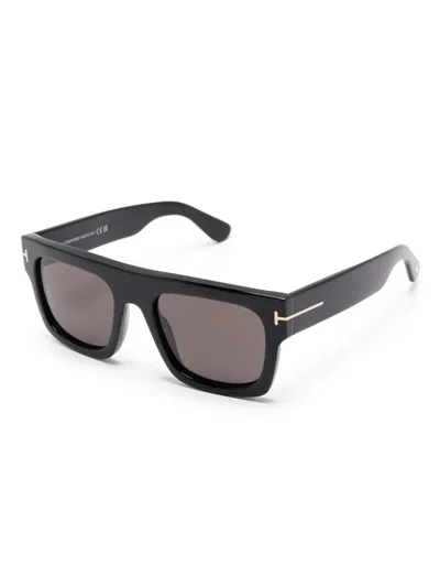 Tom Ford Mens Shiny Black Ft0711 Fausto Square-frame Acetate Sunglasses In Grey