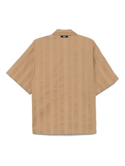 Msgm Embroidered Shirt In Braun