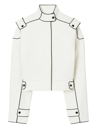 Tory Burch Cotton Bomber Jacket In Weiss