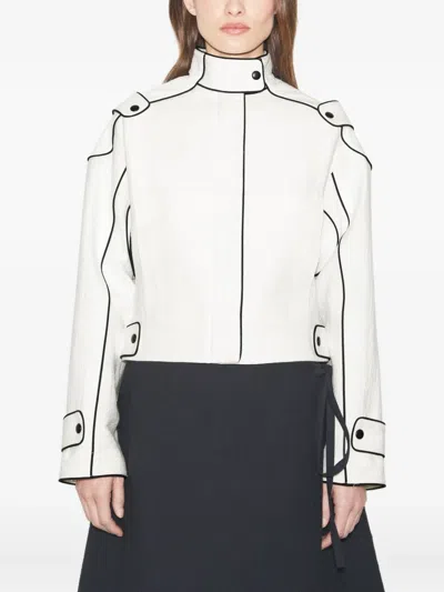 Tory Burch Cotton Bomber Jacket In Weiss