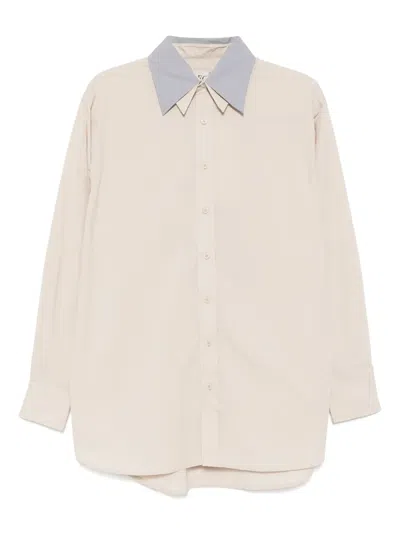 Recto Contrast Double-collar Shirt In Nude
