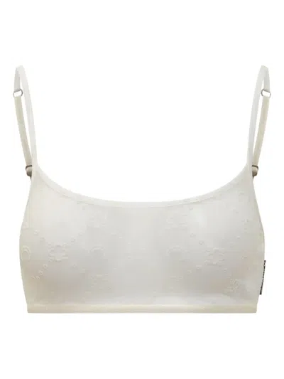 Marine Serre Recycled Mesh Flock Bralette In White