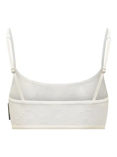 Marine Serre Recycled Mesh Flock Bralette In White
