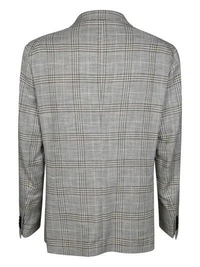Tagliatore Montecarlo Single-breasted Check Pattern Jacket In Gray