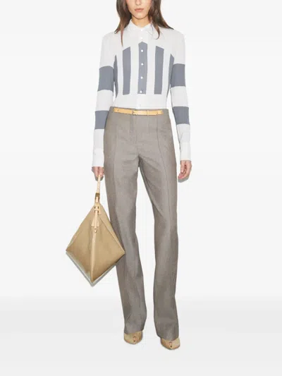 Tory Burch High-waisted Wool Pants In Grau