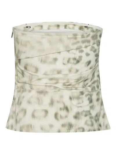 Rotate Birger Christensen Rotate Green Cotton Top In Nude