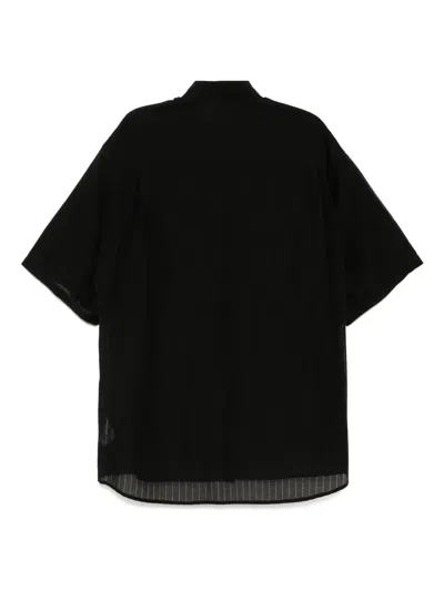 Attachment Shirt In Black Cotton In Schwarz