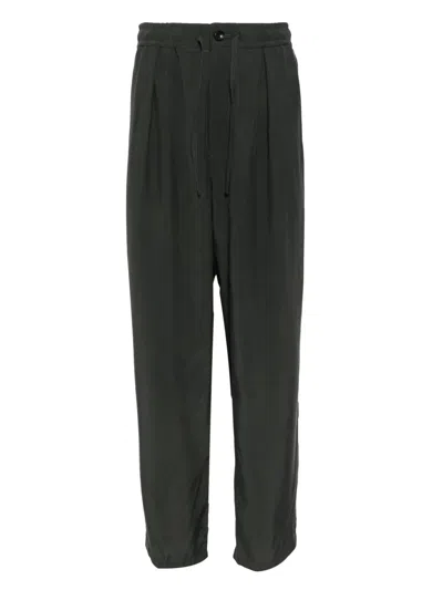 Attachment Drawstring-waistband Wool Trousers In Grey