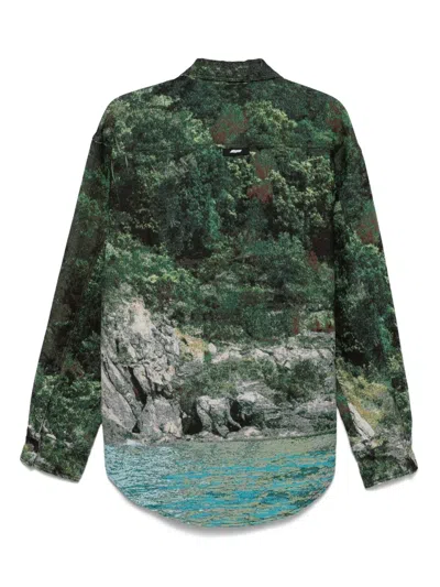 Msgm Printed Shirt In Green