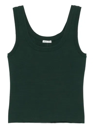 Recto Scoop-neck Compact Knit Top In Green