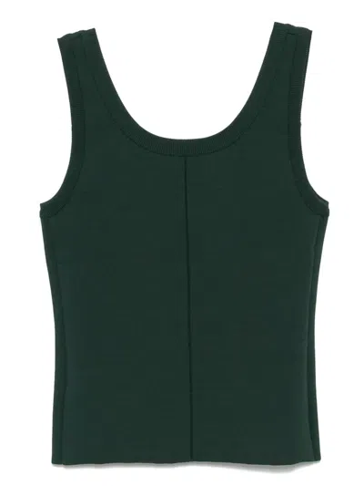Recto Scoop-neck Compact Knit Top In Green