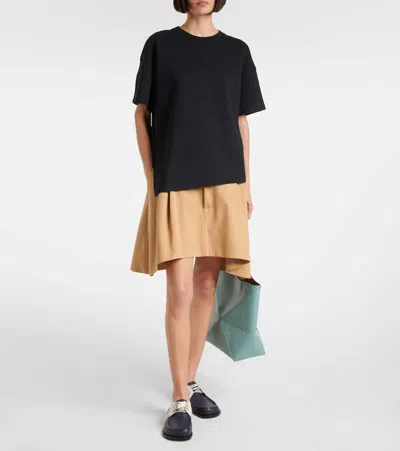 Loewe Anagram Asymmetric Cotton-blend Jersey T-shirt In Black