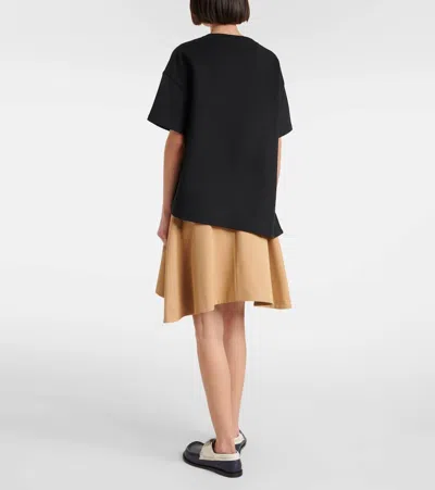 Loewe Anagram Asymmetric Cotton-blend Jersey T-shirt In Black