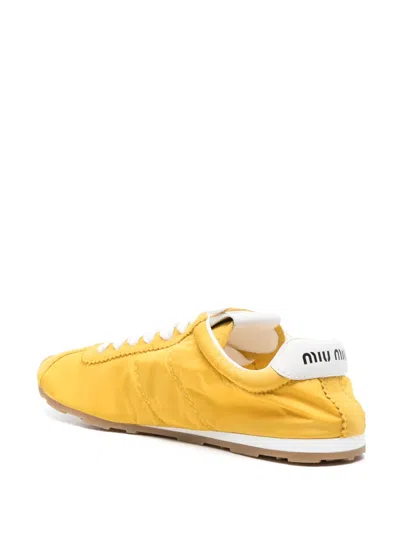 Miu Miu Sneakers Gialle In Tessuto E Pelle Scamosciata  Donna In Topazio