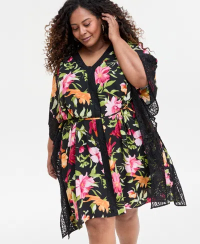 Jm Collection Plus Size Floral-printed Dress, Exclusively At Macy's In Multi