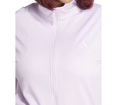 Adidas Originals Plus Size Three-stripe Tricot Zip Track Jacket In Icelav,bli