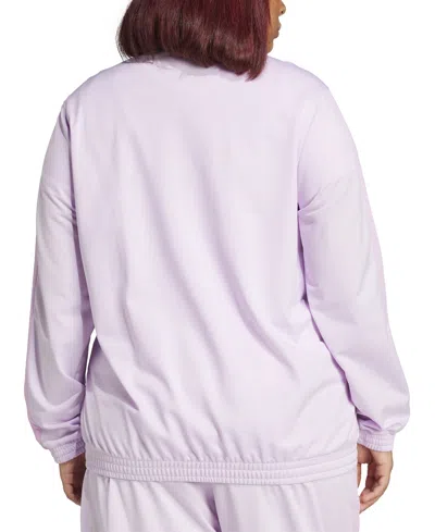 Adidas Originals Plus Size Three-stripe Tricot Zip Track Jacket In Icelav,bli