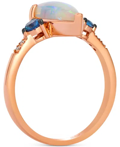 Le Vian Neopolitan Opal (1 Ct. T.w.), Blueberry Sapphire (1/4 Ct. T.w.) & Nude Diamond Ring In 14k Rose Gold In Rose Gold