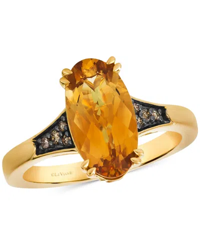 Le Vian Chocolatier Cinnamon Citrine (2-1/2 Ct. T.w.) & Chocolate Diamond (1/10 Ct. T.w.) Ring In 14k Yellow In Yellow Gold