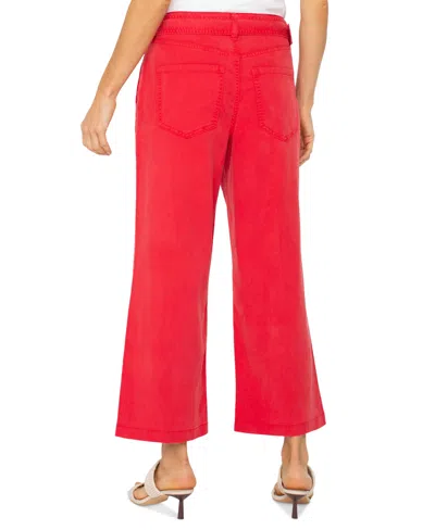 Liverpool Los Angeles Petite Cropped Belted Wide-leg Pants In Geranium