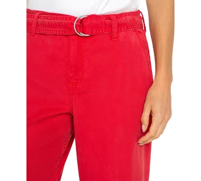 Liverpool Los Angeles Petite Cropped Belted Wide-leg Pants In Geranium