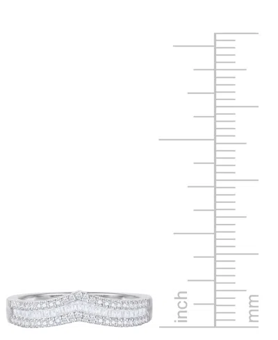 Macy's Diamond Baguette & Round Chevron Ring (1/3 Ct. T.w.) In 14k White Gold In White Gold