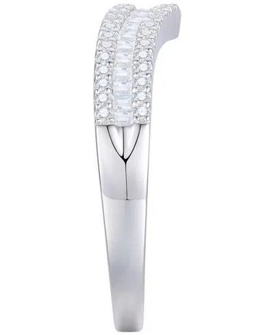 Macy's Diamond Baguette & Round Chevron Ring (1/3 Ct. T.w.) In 14k White Gold In White Gold