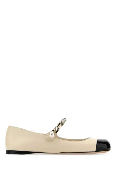 Miu Miu Ankle Strap Ballerinas In White