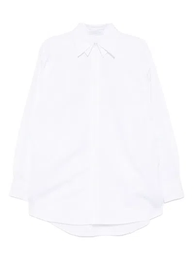 Recto Double-collar Striped Shirt In White