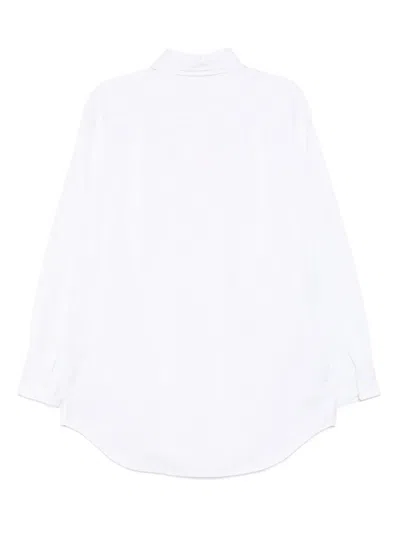Recto Double-collar Striped Shirt In White