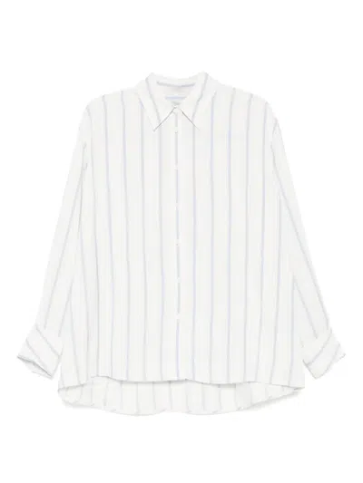 Recto Double Layered Cuffs Striped Shirt In White