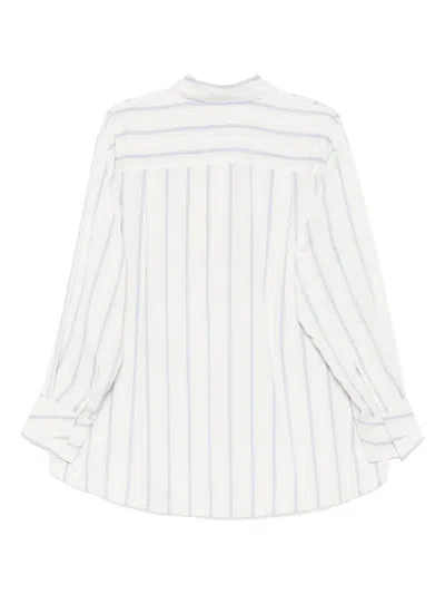 Recto Double Layered Cuffs Striped Shirt In White