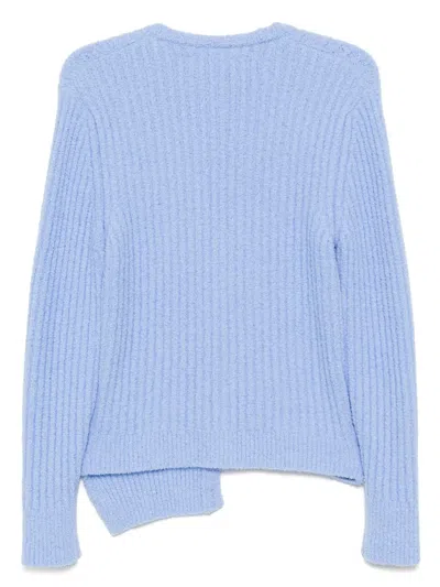 Erl Cozy Asymmetric Cardigan In Blue