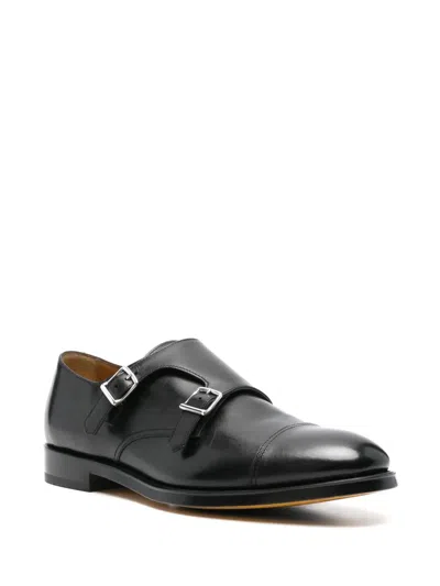Doucal's Double-buckle Leather Monk Shoes In Black