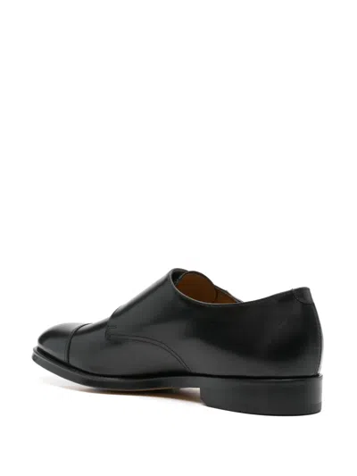 Doucal's Double-buckle Leather Monk Shoes In Black