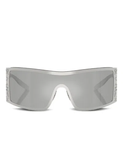 Dolce & Gabbana Shield-frame Sunglasses In Silver