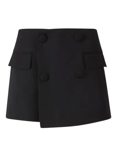 Balmain Wrap-effect Button-embellished Wool Shorts In Black