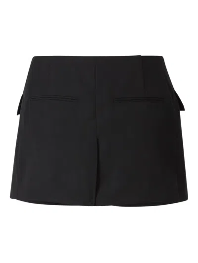 Balmain Wrap-effect Button-embellished Wool Shorts In Black