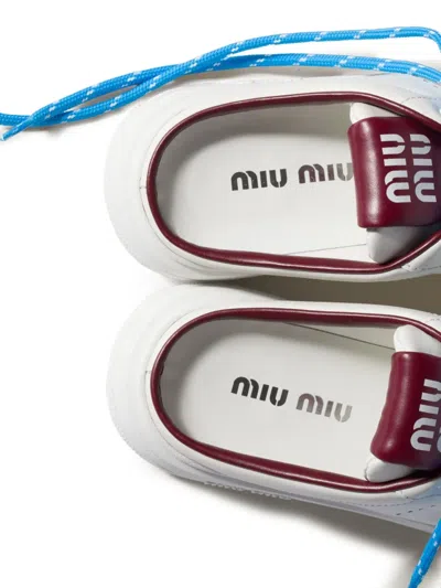 Miu Miu Leather Sneaker Mules In White