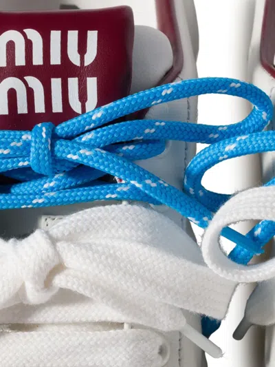 Miu Miu Leather Sneaker Mules In White