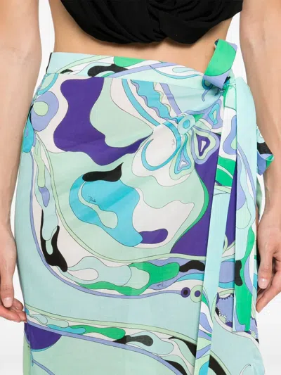 Pucci Long Skirt With Orchid Print In Multi