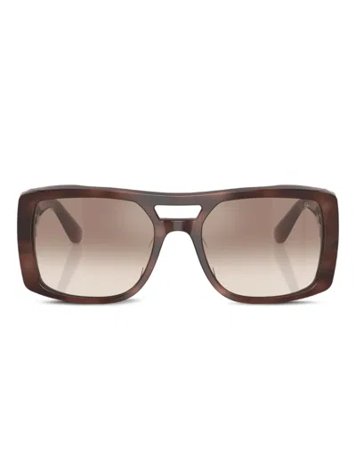 Brunello Cucinelli Bc4012s Square Acetate Sunglasses In Brown