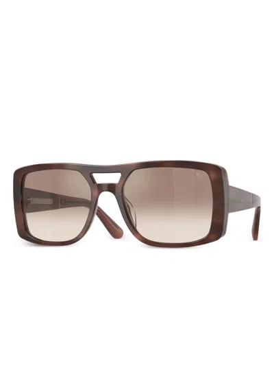 Brunello Cucinelli Bc4012s Square Acetate Sunglasses In Brown