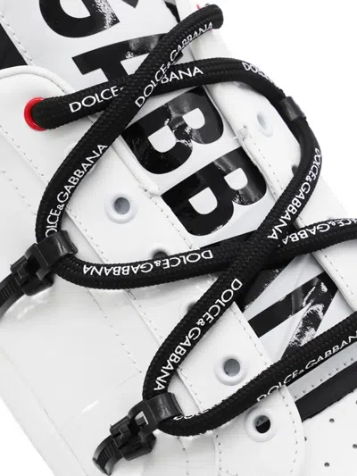 Dolce & Gabbana Portofino Sneaker In Calfskin And White Paint