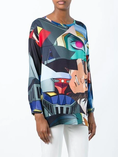 Shop Julien David Manga Print Blouse In Multicolour