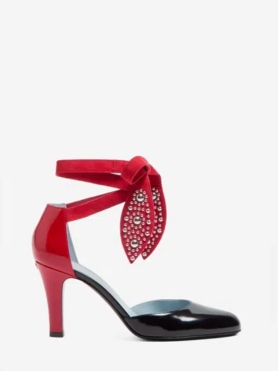 Valentino Lace-up Patent Bicolor Pumps 8.5cm Heel In Black