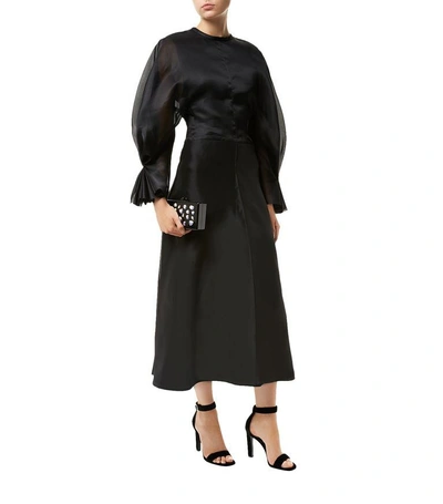 Emilia Wickstead Silk Satin Dress With Chiffon Sleeves | ModeSens