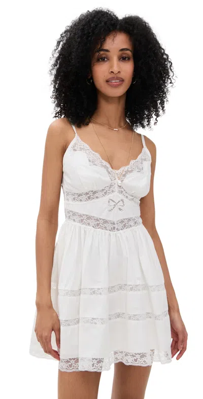 Loveshackfancy Zima Lace Trim Mini Dress In Optic White